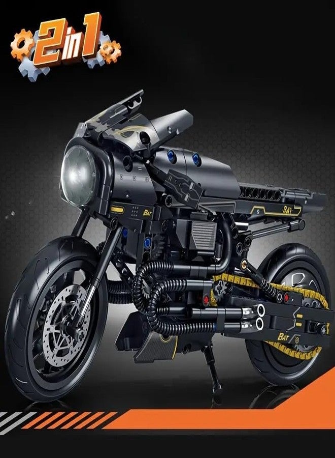 EXOMOON 571pcs Cool Black Transformer Motorcycle Building Blocks, Motorbike Bricks Model Toys, Christmas/Thanksgiving Day Gift Multicolor - Image 3
